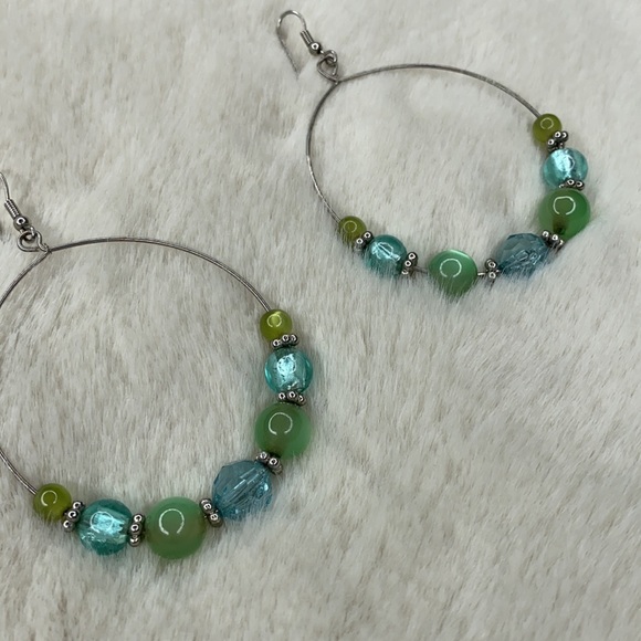 Hoop Beaded Dangling Earrings - Picture 4 of 4